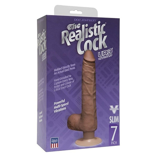 The Realistic Cock UR3 Vibrating 7 in. Slim with Balls
