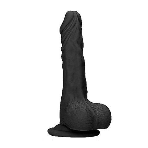 Realrock Skin Dildo with Balls Black by Shots Toys