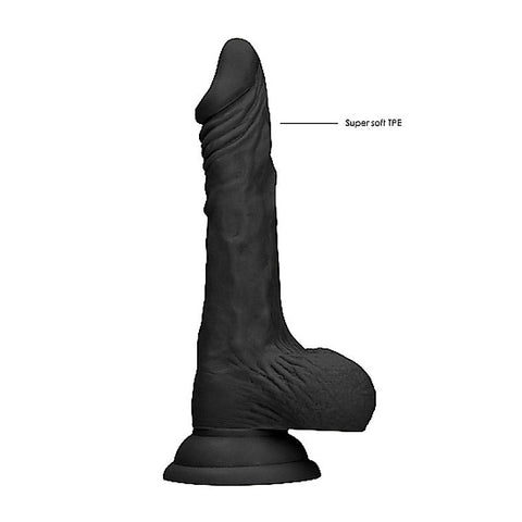 Realrock Skin Dildo with Balls Black by Shots Toys
