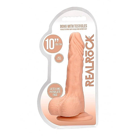 RealRock Skin Dong with Testicles 10 Inch by Shots Toys