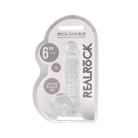 Realrock Crystal Clear Dildo with Balls 6 inch by Shots Toys