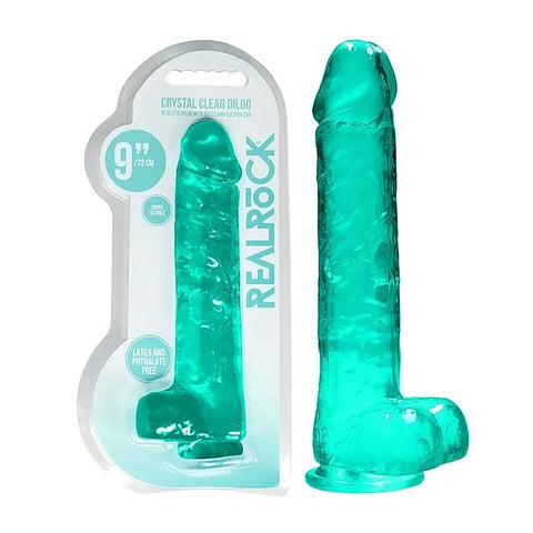 Realrock Crystal Clear Dildo with Balls 9 Inch by Shots Toys