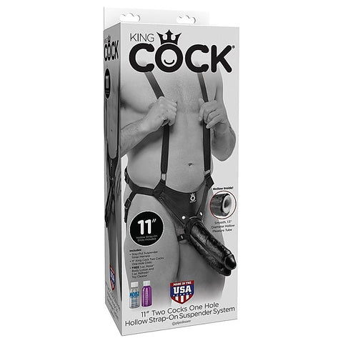 King Cock 11 Inch Two Cocks One Hole Hollow Strap-on System