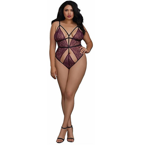 Plus Size Stretch Lace Teddy by Dream Girl Lingerie