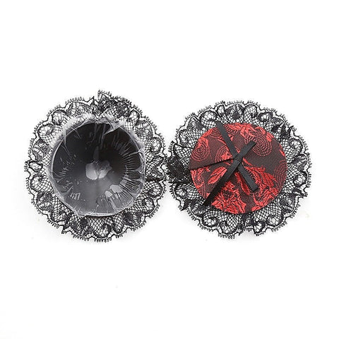 Black and Red Lace Overlay Nipple Pasties by Ella Bidoe