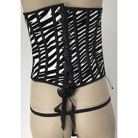 Zebra Print Vinyl Corset with G-string by Ella Bidoe