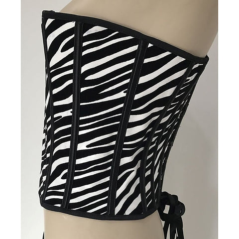 Zebra Print Vinyl Corset with G-string by Ella Bidoe
