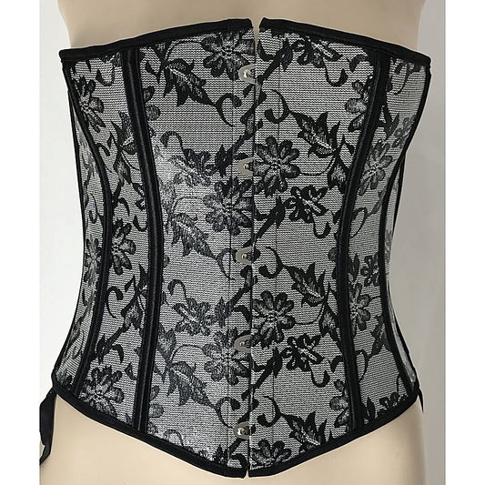 Black and Silver Floral Corset by Ella Bidoe