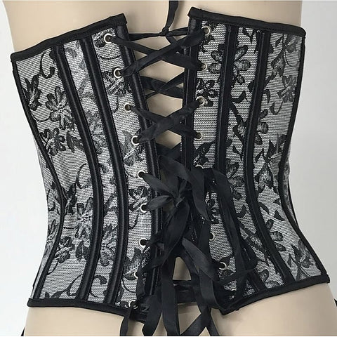 Black and Silver Floral Corset by Ella Bidoe