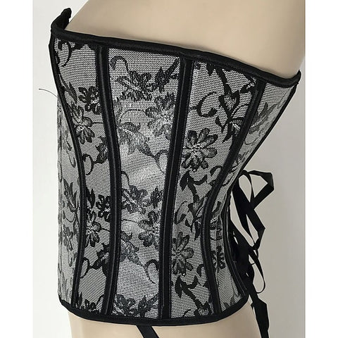 Black and Silver Floral Corset by Ella Bidoe