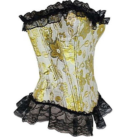 Gold and Black Floral Corset & G-String by Ella Bidoe