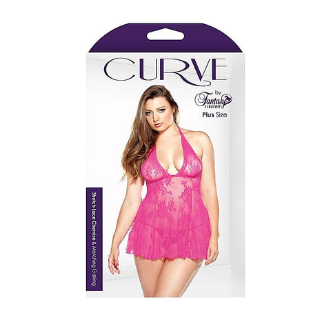 Curve Stretch Lace Chemise & G-String by Fantasy Lingerie