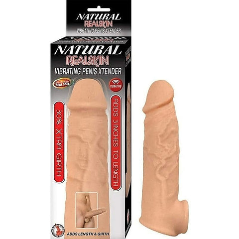 NATURAL REALSKIN 3" Vibrating Penis Extender Sleeve
