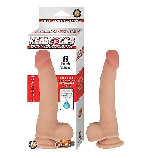REALCOCKS Self-Lubricating 8-Inch Thin Dildo by Nasstoys