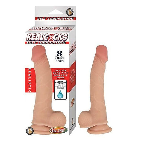 REALCOCKS Self-Lubricating 8-Inch Thin Dildo by Nasstoys