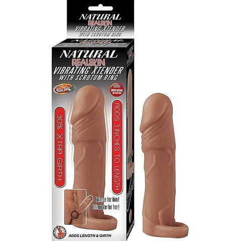 NATURAL REALSKIN Spiked Vibrating Penis Extender by Nasstoys