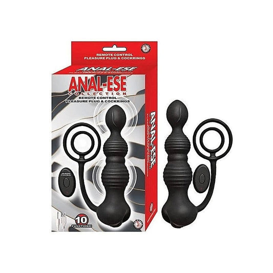 Anal-Ese Remote Control Vibrating Pleasure Plug and C-Rings