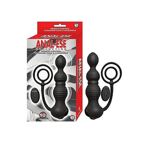 Anal-Ese Remote Control Vibrating Pleasure Plug and C-Rings