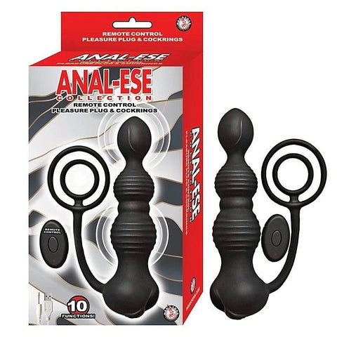 Anal-Ese Remote Control Vibrating Pleasure Plug and C-Rings