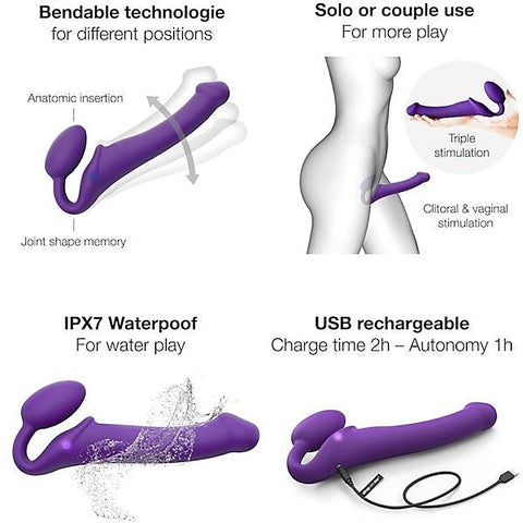 3 Motors Vibrating Bendable Strap-On - Large by Strap-On-Me