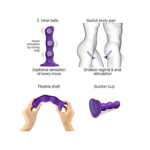Silicone Dildo Plug with Rotating Geisha Balls