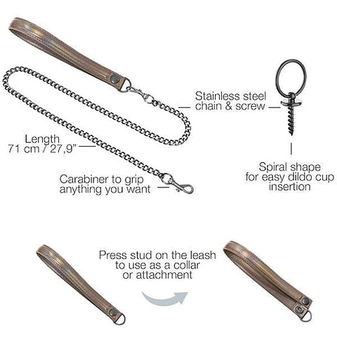 Bondage Collar, Leash, and Dildo Ring Set by Strap-On-Me