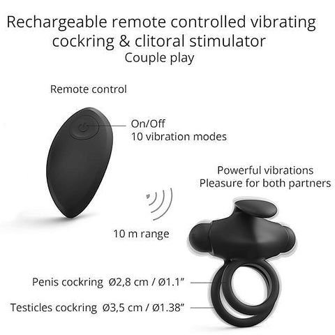 Dual-Cock Ring Remote Vibrator with Clit Stimulation