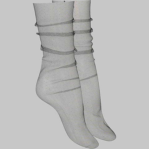 Nylon Floral Patterned Dress-Up Socks by Maison Close