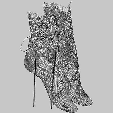 Nylon Floral Patterned Dress-Up Socks by Maison Close