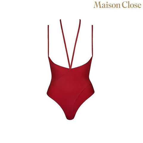 Red Bodysuit Thong With Naked Breast by Maison Close