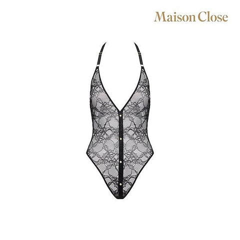 Lace-Detailed Curve-Hugging Bodysuit by Maison Close