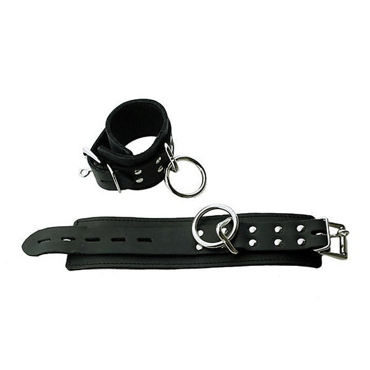 Deluxe Black Leather Wrist Cuffs by Spartacus Enterprises