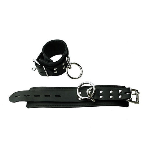 Deluxe Black Leather Wrist Cuffs by Spartacus Enterprises