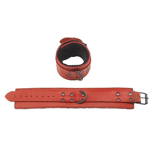 Redline Faux Leather Ankle Cuffs by Spartacus Enterprises