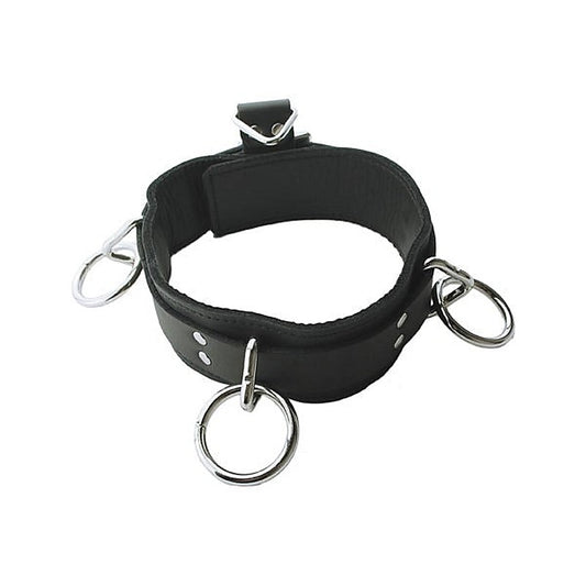 Adjustable Leather Collar with Triple O-Rings