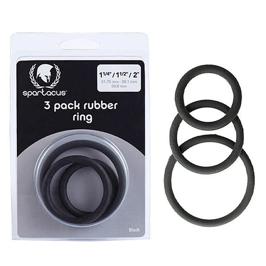 Rubber 3 Piece Cock Ring Set Black by Spartacus Enterprises