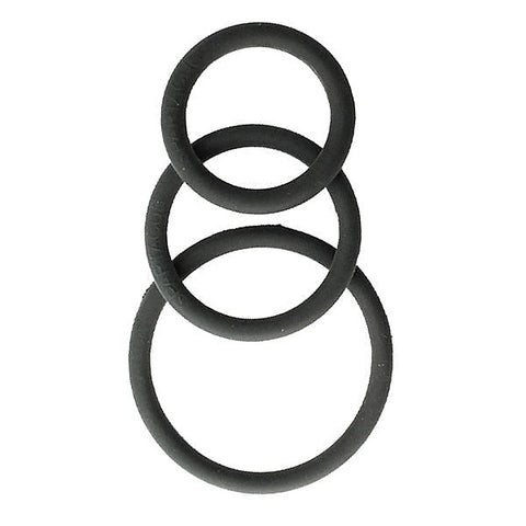 Rubber 3 Piece Cock Ring Set Black by Spartacus Enterprises