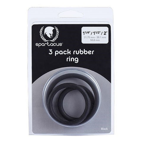 Rubber 3 Piece Cock Ring Set Black by Spartacus Enterprises