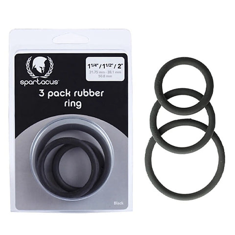 Rubber 3 Piece Cock Ring Set Black by Spartacus Enterprises