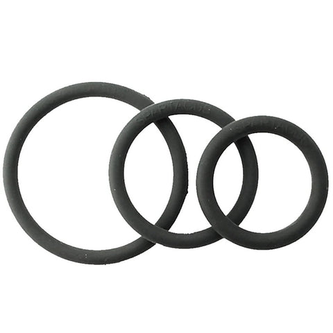 Rubber 3 Piece Cock Ring Set Black by Spartacus Enterprises