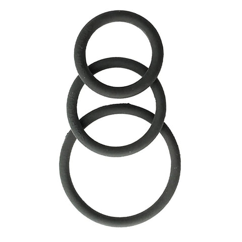 Rubber 3 Piece Cock Ring Set Black by Spartacus Enterprises