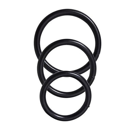 Steel 3 Piece Cock Ring Set Black by Spartacus Enterprises