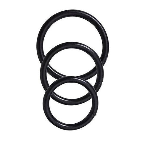 Steel 3 Piece Cock Ring Set Black by Spartacus Enterprises