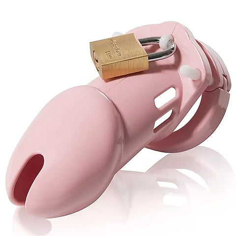 CB 6000 Pink Polycarbonate Male Chastity Cock Cage Kit