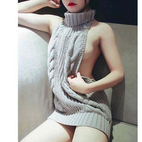 Daring Open Back Turtle Neck Sweater by Starfire Daydream