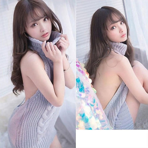 Daring Open Back Turtle Neck Sweater by Starfire Daydream
