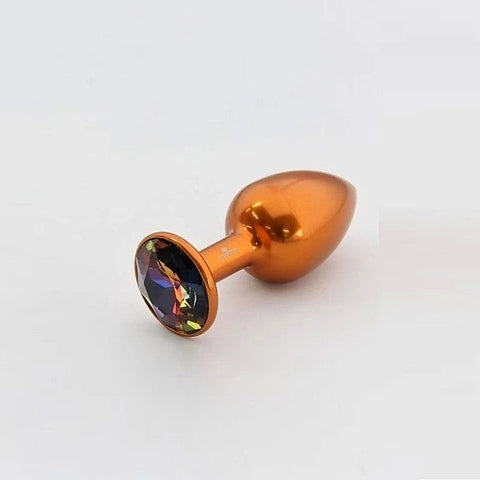 Orange Aluminum Butt Plug With Gem Medium