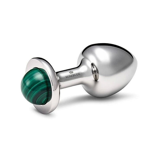 Stainless Steel Anal Plug Small With Malachite Gem