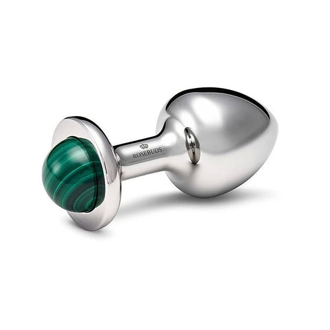 Stainless Steel Anal Plug Small With Malachite Gem