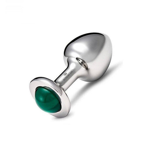 Stainless Steel Anal Plug Small With Malachite Gem